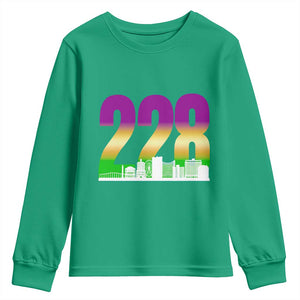 Funny Mardi Gras In Biloxi Mississippi Youth Sweatshirt 228 Skyline Area Code TS11 Irish Green Print Your Wear