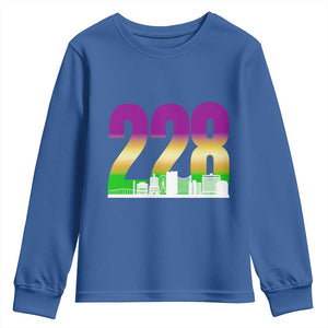 Funny Mardi Gras In Biloxi Mississippi Youth Sweatshirt 228 Skyline Area Code TS11 Royal Blue Print Your Wear