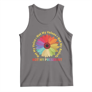 Not My President Not My Voice Not My Values Not My Beliefs Tank Top Multicolored Flowers TS11 Deep Heather Print Your Wear