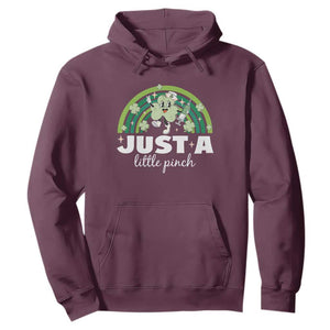 Funny St Patrick's Day Nurse Hoodie Just A Little Pinch Rainbow Shamrock TS11 Maroon Print Your Wear