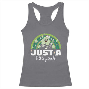 Funny St Patrick's Day Nurse Racerback Tank Top Just A Little Pinch Rainbow Shamrock TS11 Charcoal Print Your Wear