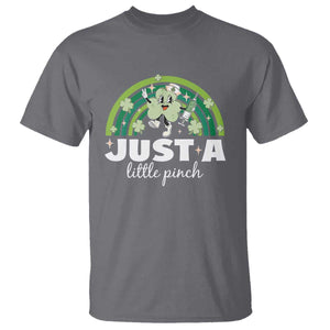 Funny St Patrick's Day Nurse T Shirt Just A Little Pinch Rainbow Shamrock TS11 Charcoal Print Your Wear