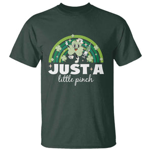 Funny St Patrick's Day Nurse T Shirt Just A Little Pinch Rainbow Shamrock TS11 Dark Forest Green Print Your Wear