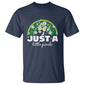 Funny St Patrick's Day Nurse T Shirt Just A Little Pinch Rainbow Shamrock TS11 Navy Print Your Wear