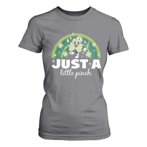 Funny St Patrick's Day Nurse T Shirt For Women Just A Little Pinch Rainbow Shamrock TS11 Charcoal Print Your Wear