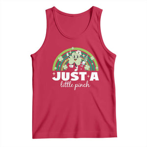 Funny St Patrick's Day Nurse Tank Top Just A Little Pinch Rainbow Shamrock TS11 Red Print Your Wear