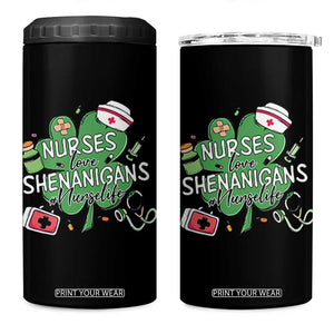 Funny St Patrick's Day Nurse 4 in 1 Can Cooler Tumbler Nurses Love Shenanigans Nurse Life Shamrock TS11 One Size: 16 oz Black Print Your Wear