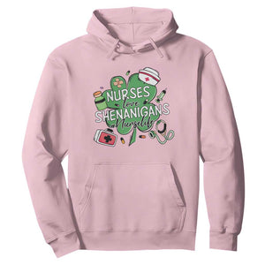 Funny St Patrick's Day Nurse Hoodie Nurses Love Shenanigans Nurse Life Shamrock TS11 Light Pink Print Your Wear