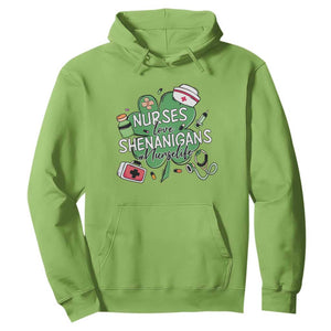 Funny St Patrick's Day Nurse Hoodie Nurses Love Shenanigans Nurse Life Shamrock TS11 Lime Print Your Wear