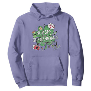 Funny St Patrick's Day Nurse Hoodie Nurses Love Shenanigans Nurse Life Shamrock TS11 Violet Print Your Wear