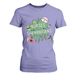Funny St Patrick's Day Nurse T Shirt For Women Nurses Love Shenanigans Nurse Life Shamrock TS11 Violet Print Your Wear
