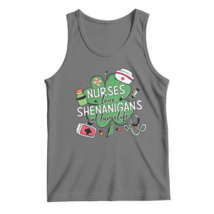 Funny St Patrick's Day Nurse Tank Top Nurses Love Shenanigans Nurse Life Shamrock TS11 Black Heather Print Your Wear