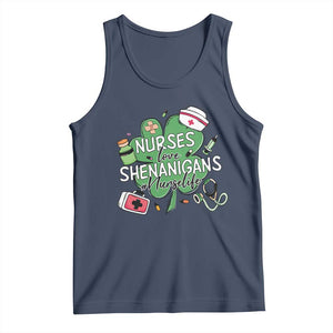 Funny St Patrick's Day Nurse Tank Top Nurses Love Shenanigans Nurse Life Shamrock TS11 Navy Print Your Wear