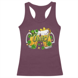Funny St Patrick's Day Irish Beer Drinking Craic Racerback Tank Top TS11 Maroon Print Your Wear