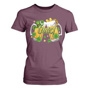 Funny St Patrick's Day Irish Beer Drinking Craic T Shirt For Women TS11 Maroon Print Your Wear