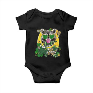 Funny St Patrick's Day Racoon Baby Onesie Kiss Me I'm Feral Horseshoe Shamrock TS11 Black Print Your Wear