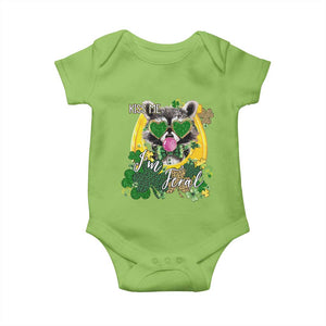 Funny St Patrick's Day Racoon Baby Onesie Kiss Me I'm Feral Horseshoe Shamrock TS11 Lime Print Your Wear