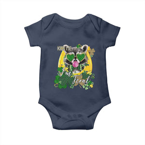 Funny St Patrick's Day Racoon Baby Onesie Kiss Me I'm Feral Horseshoe Shamrock TS11 Navy Print Your Wear