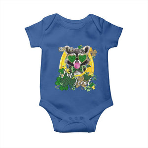 Funny St Patrick's Day Racoon Baby Onesie Kiss Me I'm Feral Horseshoe Shamrock TS11 Royal Blue Print Your Wear