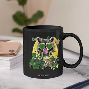 Funny St Patrick's Day Racoon Coffee Mug Kiss Me I'm Feral Horseshoe Shamrock TS11 Print Your Wear