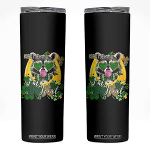 Funny St Patrick's Day Racoon Skinny Tumbler Kiss Me I'm Feral Horseshoe Shamrock TS11 Black Print Your Wear