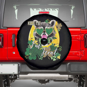 Funny St Patrick's Day Racoon Spare Tire Cover Kiss Me I'm Feral Horseshoe Shamrock TS11 Black Print Your Wear