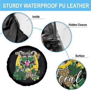 Funny St Patrick's Day Racoon Spare Tire Cover Kiss Me I'm Feral Horseshoe Shamrock TS11 Print Your Wear
