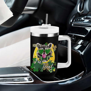 Funny St Patrick's Day Racoon Tumbler With Handle Kiss Me I'm Feral Horseshoe Shamrock TS11 Print Your Wear