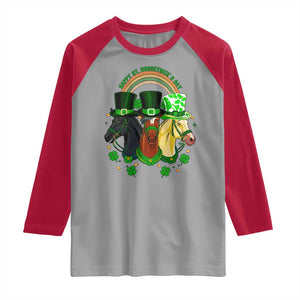 Funny St Patrick's Day Horse Raglan Shirt Happy St Horsetrick's Day Shamrock TS11 Sport Gray Red Print Your Wear