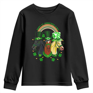 Funny St Patrick's Day Horse Youth Sweatshirt Happy St Horsetrick's Day Shamrock TS11 Black Print Your Wear