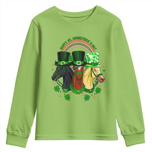 Funny St Patrick's Day Horse Youth Sweatshirt Happy St Horsetrick's Day Shamrock TS11 Lime Print Your Wear