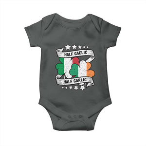 Funny Half Gaelic Half Garlic Baby Onesie Irish Italian St. Patrick's Day TS11 Dark Heather Print Your Wear
