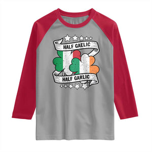 Funny Half Gaelic Half Garlic Raglan Shirt Irish Italian St. Patrick's Day TS11 Sport Gray Red Print Your Wear