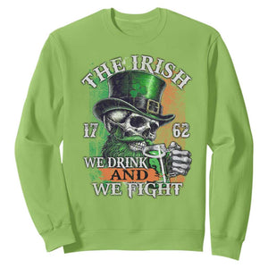 Irish Soldiers 1762 Sweatshirt The Irish We Drink And We Fight Shamrock Skull Beer TS11 Lime Print Your Wear