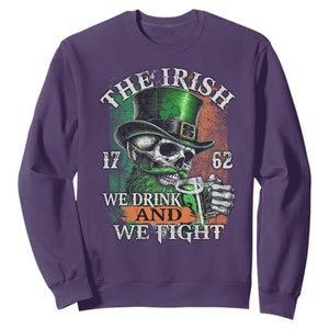Irish Soldiers 1762 Sweatshirt The Irish We Drink And We Fight Shamrock Skull Beer TS11 Purple Print Your Wear