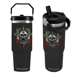 Funny Irish Warrior Flip Straw Tumbler Vintage Skull Celtic Cross Ireland Flag TS11 One Size: 30 oz Black Print Your Wear