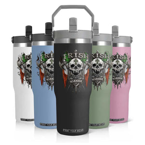 Funny Irish Warrior Flip Straw Tumbler Vintage Skull Celtic Cross Ireland Flag TS11 Print Your Wear