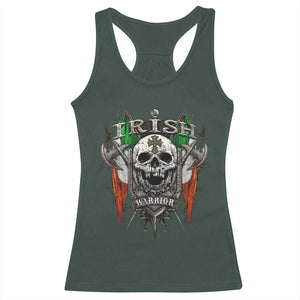 Funny Irish Warrior Racerback Tank Top Vintage Skull Celtic Cross Ireland Flag TS11 Dark Forest Green Print Your Wear
