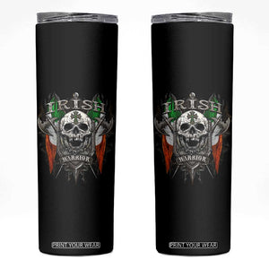 Funny Irish Warrior Skinny Tumbler Vintage Skull Celtic Cross Ireland Flag TS11 Black Print Your Wear