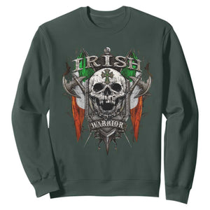 Funny Irish Warrior Sweatshirt Vintage Skull Celtic Cross Ireland Flag TS11 Dark Forest Green Print Your Wear