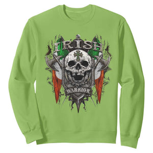 Funny Irish Warrior Sweatshirt Vintage Skull Celtic Cross Ireland Flag TS11 Lime Print Your Wear