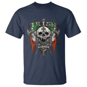 Funny Irish Warrior T Shirt Vintage Skull Celtic Cross Ireland Flag TS11 Navy Print Your Wear