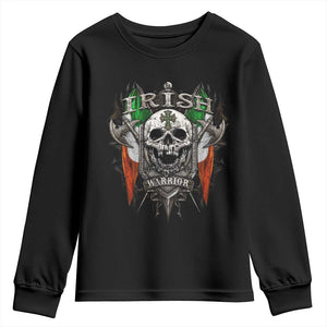 Funny Irish Warrior Youth Sweatshirt Vintage Skull Celtic Cross Ireland Flag TS11 Black Print Your Wear