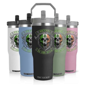 Irish Viking Flip Straw Tumbler Irish To The Bone Vintage Ireland Flag Skull TS11 Print Your Wear