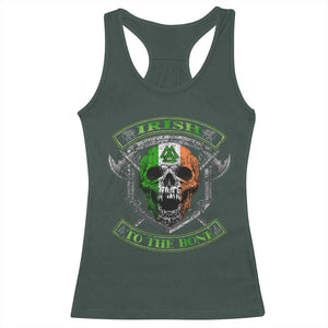 Irish Viking Racerback Tank Top Irish To The Bone Vintage Ireland Flag Skull TS11 Dark Forest Green Print Your Wear