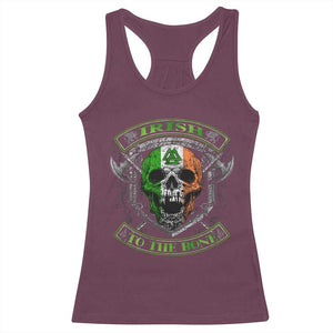 Irish Viking Racerback Tank Top Irish To The Bone Vintage Ireland Flag Skull TS11 Maroon Print Your Wear