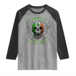 Irish Viking Raglan Shirt Irish To The Bone Vintage Ireland Flag Skull TS11 Sport Gray Black Print Your Wear
