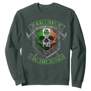 Irish Viking Sweatshirt Irish To The Bone Vintage Ireland Flag Skull TS11 Dark Forest Green Print Your Wear