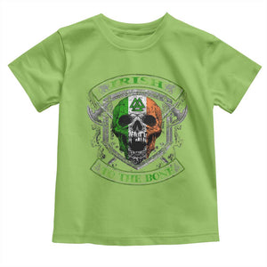 Irish Viking Toddler T Shirt Irish To The Bone Vintage Ireland Flag Skull TS11 Lime Print Your Wear