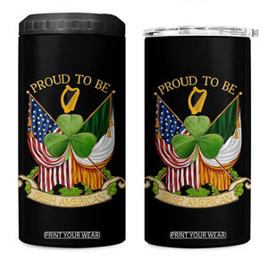 Proud To Be Irish American 4 in 1 Can Cooler Tumbler Vintage Ireland USA Flag Shamrock Harp TS11 One Size: 16 oz Black Print Your Wear
